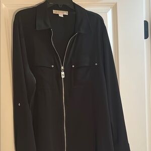 Black Zip-Up Women's Shirt